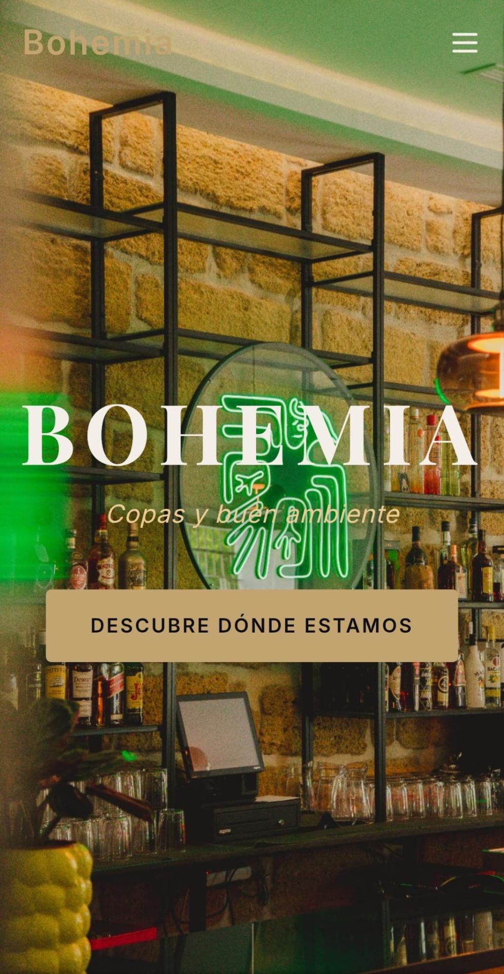 Vista móvil de la web de Bohemia, pub de Osuna